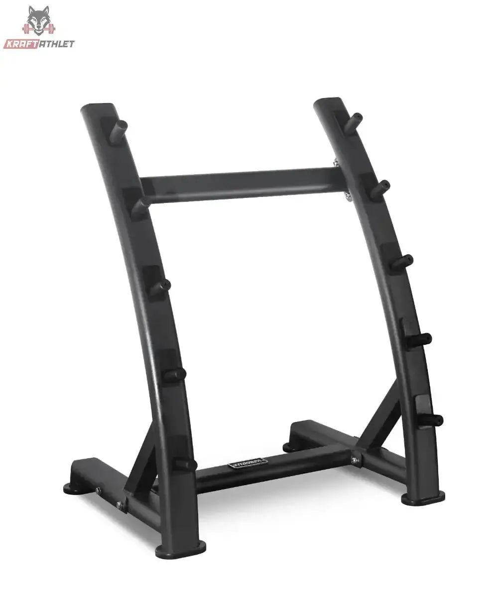Titanium Strength Rack für feste Hanteln in Schrägansicht von rechts mit Querstrebe und Füßen