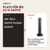 Frage und Antwort zu Titanium Strength Rack für Pulley Grips: Wie viele Griffe passen daran?