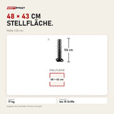 Maßbild Titanium Strength Rack für Pulley Grips: Stellfläche 48 × 43 cm, Höhe 126 cm