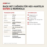 Technische Daten und Merkmale von Titanium Strength Rack mit 2 Höhen für Hex-Hanteln als Tabelle