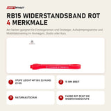 Titanium Strength RB15 Widerstandsband Rot mit 4 Merkmalen: Stufe leicht mit bis zu rund 23 kg, 15 mm breit, Naturkautschuk, Farbe Rot zeigt die Widerstandsstufe