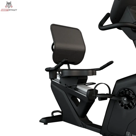 Titanium Strength RB2000T Liegeergometer mit Touchscreen: Detail von Sitz, Rückenlehne und Haltegriffen