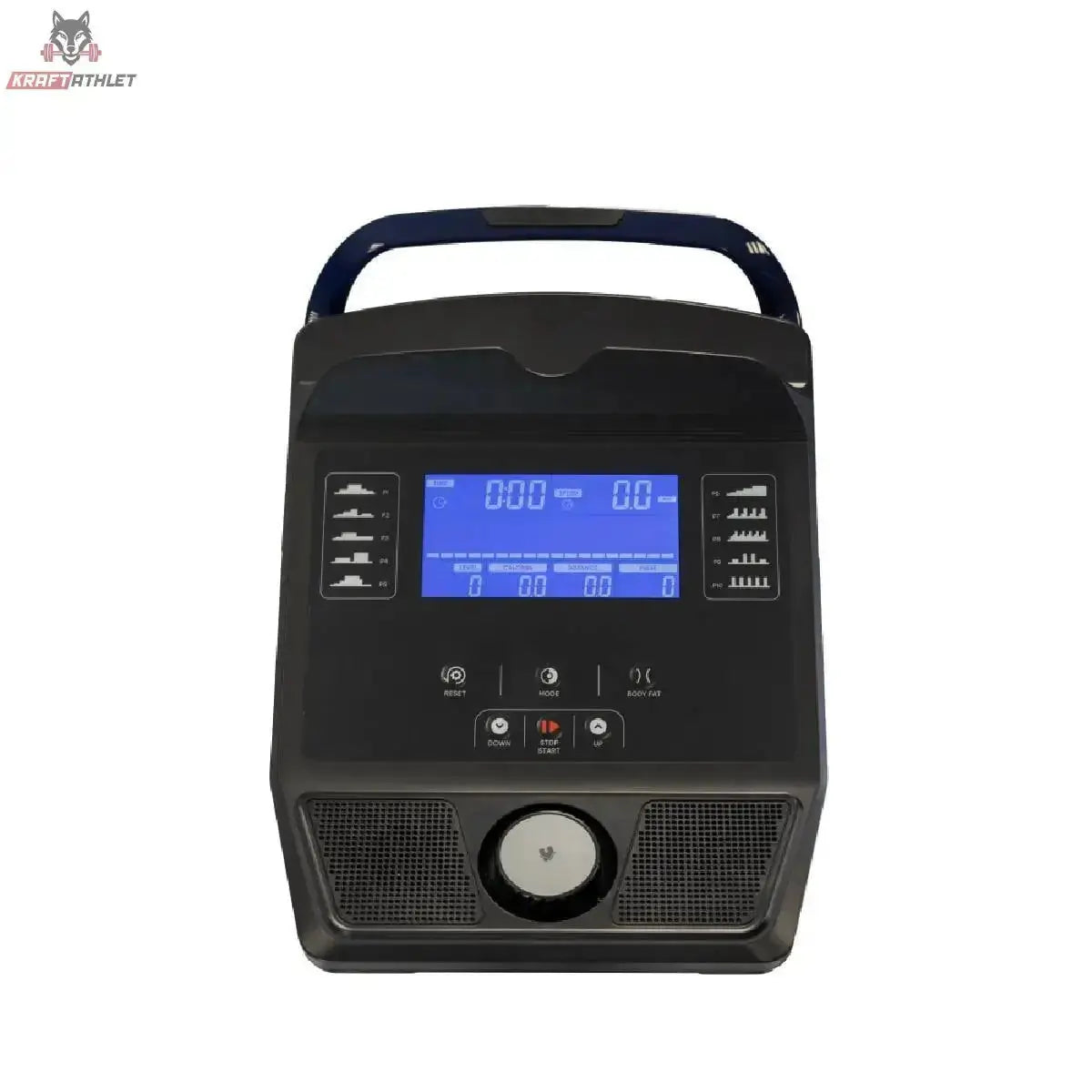 Titanium Strength RB900 LCD Liegeergometer Performance Series in Detailansicht der LCD-Konsole mit blauem Display