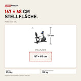 Maßbild Titanium Strength RB900 LCD Liegeergometer Performance Series: Stellfläche 167 × 68 cm, Höhe 130 cm