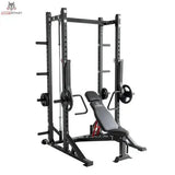 Titanium Strength RHD Evolution Heavy Duty FID Hantelbank im Power Rack mit beladener Langhantel