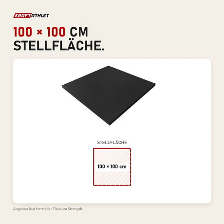 Maßbild Titanium Strength RTBLK Premium Bodenschutzmatte: Stellfläche 100 × 100 cm