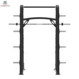 Titanium Strength RXS Multipower mit Multilevel-Rack: Multilevel-Rack in Frontansicht mit Scheibenhornen, ohne Langhantel