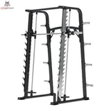 Titanium Strength RXS Multipower mit Multilevel-Rack in Schrägansicht von links mit Führungsstangen