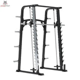 Titanium Strength RXS Multipower mit Multilevel-Rack in Schrägansicht von rechts mit Führungsstangen