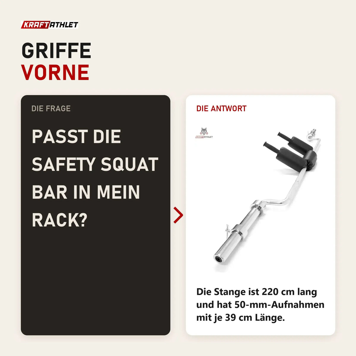 Frage und Antwort zu Titanium Strength Safety Squat Bar: Passt die Safety Squat Bar in mein Rack?