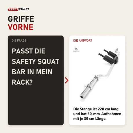 Frage und Antwort zu Titanium Strength Safety Squat Bar: Passt die Safety Squat Bar in mein Rack?