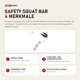Titanium Strength Safety Squat Bar mit 4 Merkmalen: Griffe vorne, Schulter- und Nackenpolster, Gebogene Form, Bis 272 kg belastbar