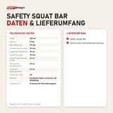 Technische Daten und Lieferumfang von Titanium Strength Safety Squat Bar als Tabelle