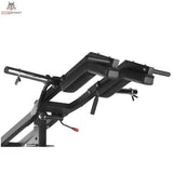 Titanium Strength SC250 Kniebeugenmaschine 3 in 1, Detail der gepolsterten Schulterauflage mit Griffen und Hantelaufnahme