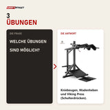 Frage und Antwort zu Titanium Strength SC250 Kniebeugenmaschine 3 in 1: Welche Übungen sind möglich?