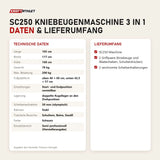 Technische Daten und Lieferumfang von Titanium Strength SC250 Kniebeugenmaschine 3 in 1 als Tabelle