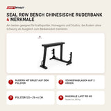 Titanium Strength Seal Row Bench Chinesische Ruderbank mit 4 Merkmalen: Rudern mit Brust auf dem Polster, Stangenablagen auf 2 Höhen, Polster 123 × 25 × 6 cm, Maximale Last 150 kg