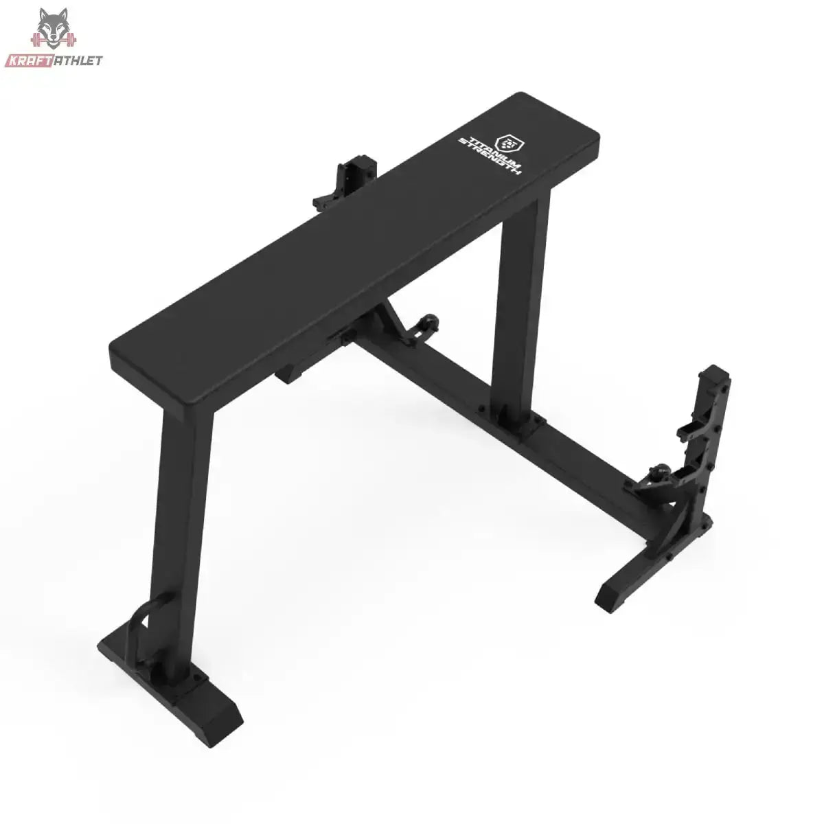 Titanium Strength Seal Row Bench Chinesische Ruderbank in Schrägansicht von oben auf Liegefläche und Ablagen