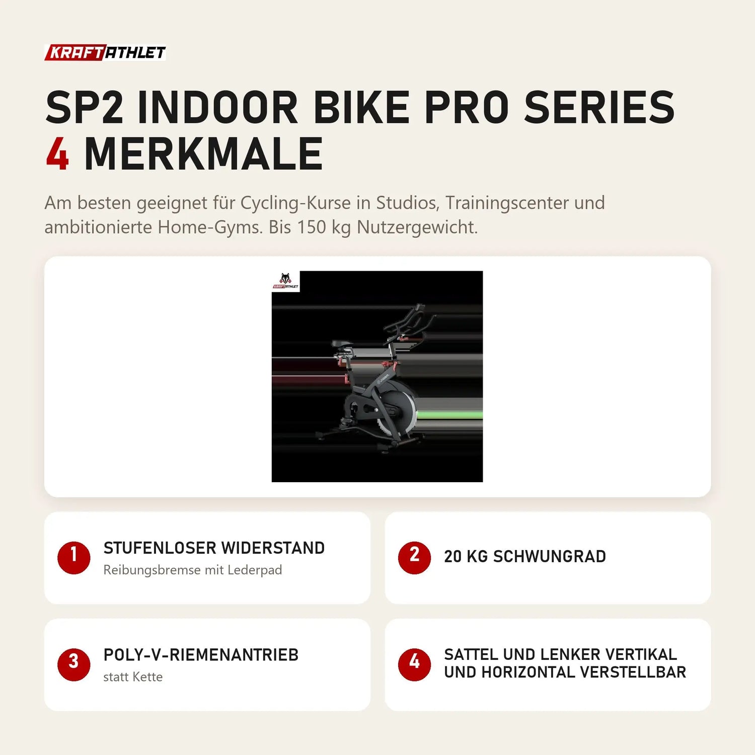 Titanium Strength SP2 Indoor Bike Pro Series mit 4 Merkmalen: Stufenloser Widerstand, 20 kg Schwungrad, Poly-V-Riemenantrieb, Sattel und Lenker vertikal und horizontal verstellbar