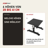 Frage und Antwort zu Titanium Strength SQBX Höhenverstellbare Plyo/Squat-Box: Welche Höhen sind möglich?