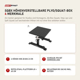 Titanium Strength SQBX Höhenverstellbare Plyo/Squat-Box mit 4 Merkmalen: 6 Höhen von 28 bis 41 cm, Schraub-Pin mit Verriegelung, Riffelstahl-Plattform 45 × 45 cm, Belastbar bis 340 kg inkl. Nutzer