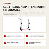 Titanium Strength Squat Rack / Dip Stand 270RS mit 4 Merkmalen: Integrierte Dip-Stationen, Höhe 91–151 cm verstellbar, Breite verstellbar, Sicherheits-Spotter inklusive