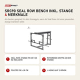 Titanium Strength SRC90 Seal Row Bench inkl. Stange mit 4 Merkmalen: Seal-Row-Stange 190 cm / 20 kg inklusive, Rotierende Griffe an der Stange, Polster 130 × 28 cm, J-Hooks auf 2 Höhen