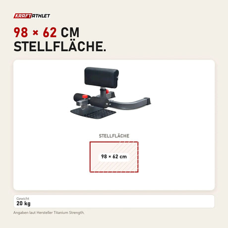 Maßbild Titanium Strength SS120 Sissy Squat: Stellfläche 98 × 62 cm
