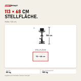 Maßbild Titanium Strength ST1100 Heimtrainer Pro Series: Stellfläche 113 × 68 cm, Höhe 150 cm