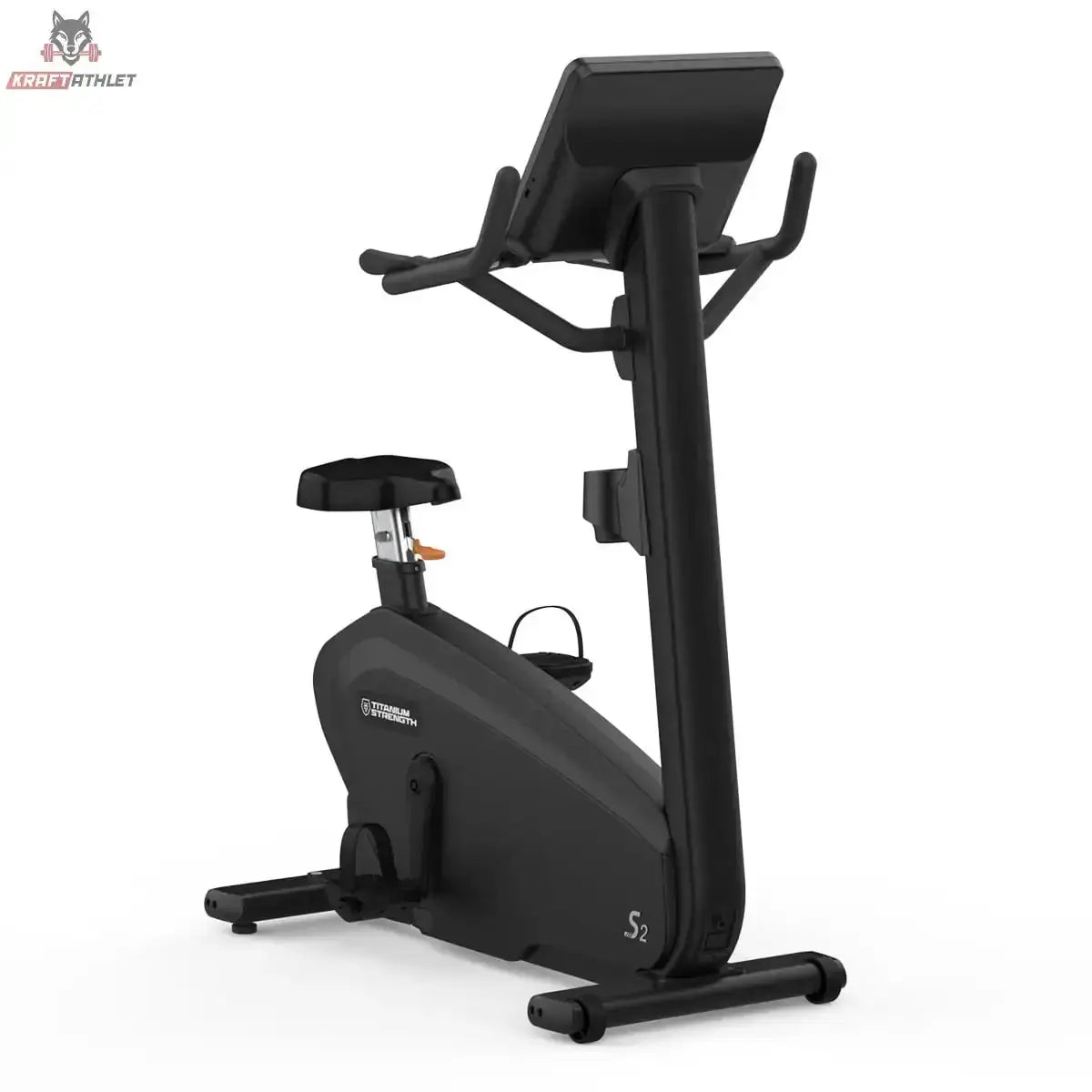 Titanium Strength ST1100 Heimtrainer Pro Series in Schrägansicht von hinten mit Sattelstütze