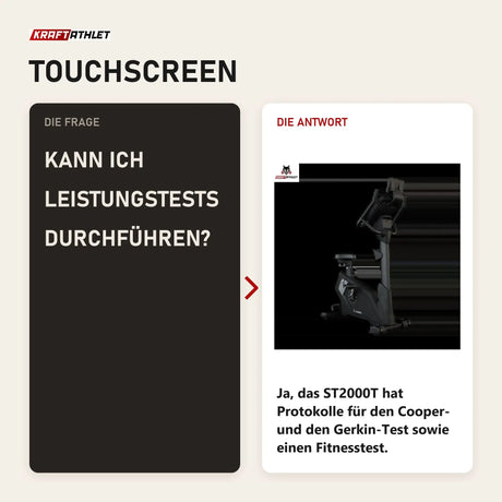 Frage und Antwort zu Titanium Strength ST2000T Ergometer mit Touchscreen: Kann ich Leistungstests durchführen?