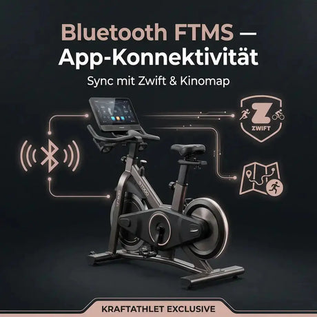 Titanium Strength ST900 LCD Upright-Ergometer Performance Series – Grafik zur Bluetooth-Verbindung mit Trainings-Apps