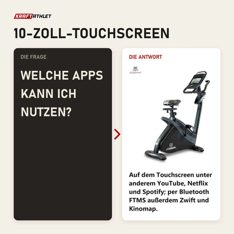 Frage und Antwort zu Titanium Strength ST900 TFT Heimtrainer mit 10-Zoll-Touchscreen: Welche Apps kann ich nutzen?