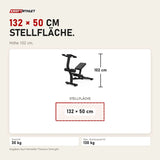Maßbild Titanium Strength Streckbank SB-FW12: Stellfläche 132 × 50 cm, Höhe 102 cm