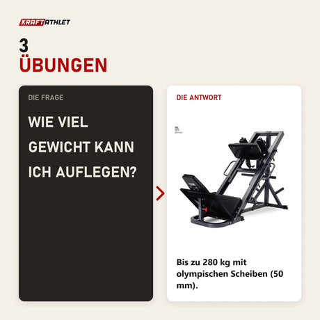 Frage und Antwort zu Titanium Strength Supreme Beinpresse / Hack Squat: Wie viel Gewicht kann ich auflegen?