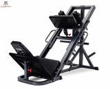 Titanium Strength Supreme Beinpresse / Hack Squat: Schrägansicht in Beinpressen-Position mit Fußplatte