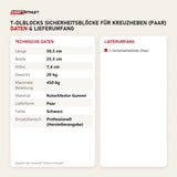 Technische Daten und Lieferumfang von Titanium Strength T-DLBLOCKS Sicherheitsblöcke für Kreuzheben (Paar) als Tabelle