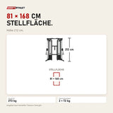 Maßbild Titanium Strength TAP PRO Kabelzugstation: Stellfläche 81 × 168 cm, Höhe 212 cm