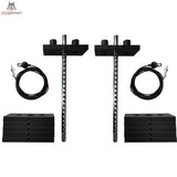 Titanium Strength TAP Zusatzgewichte 2 × 22,5 kg, Gewichtsstapel, Führungsstangen und Seile im Überblick
