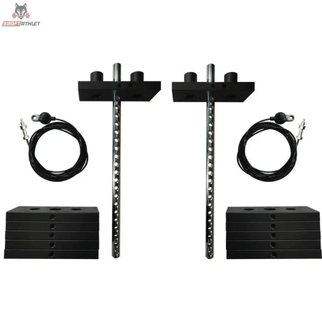 Titanium Strength TAP Zusatzgewichte 2 × 22,5 kg, Gewichtsstapel, Führungsstangen und Seile im Überblick