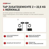Titanium Strength TAP Zusatzgewichte 2 × 22,5 kg mit 4 Merkmalen: 45 kg Zusatzgewicht insgesamt, Mehr Last an beiden Gewichtsstapeln, Gesamtlast 189 kg mit Kit, Für die TAP Doppel-Kabelzugstation