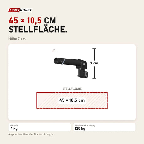 Maßbild Titanium Strength TBAR Landmine T-Bar Trainer: Stellfläche 45 × 10,5 cm, Höhe 7 cm