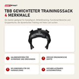 Titanium Strength TBB Gewichteter Trainingssack mit 4 Merkmalen: Halbmondform für Schwünge und Drehungen, Große ergonomische Griffe, Nylonriemen für die Handgelenke, Hochbelastbares Außenmaterial