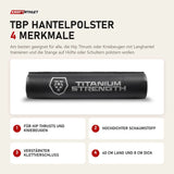 Titanium Strength TBP Hantelpolster mit 4 Merkmalen: Für Hip Thrusts und Kniebeugen, Hochdichter Schaumstoff, Verstärkter Klettverschluss, 40 cm lang und 8 cm dick