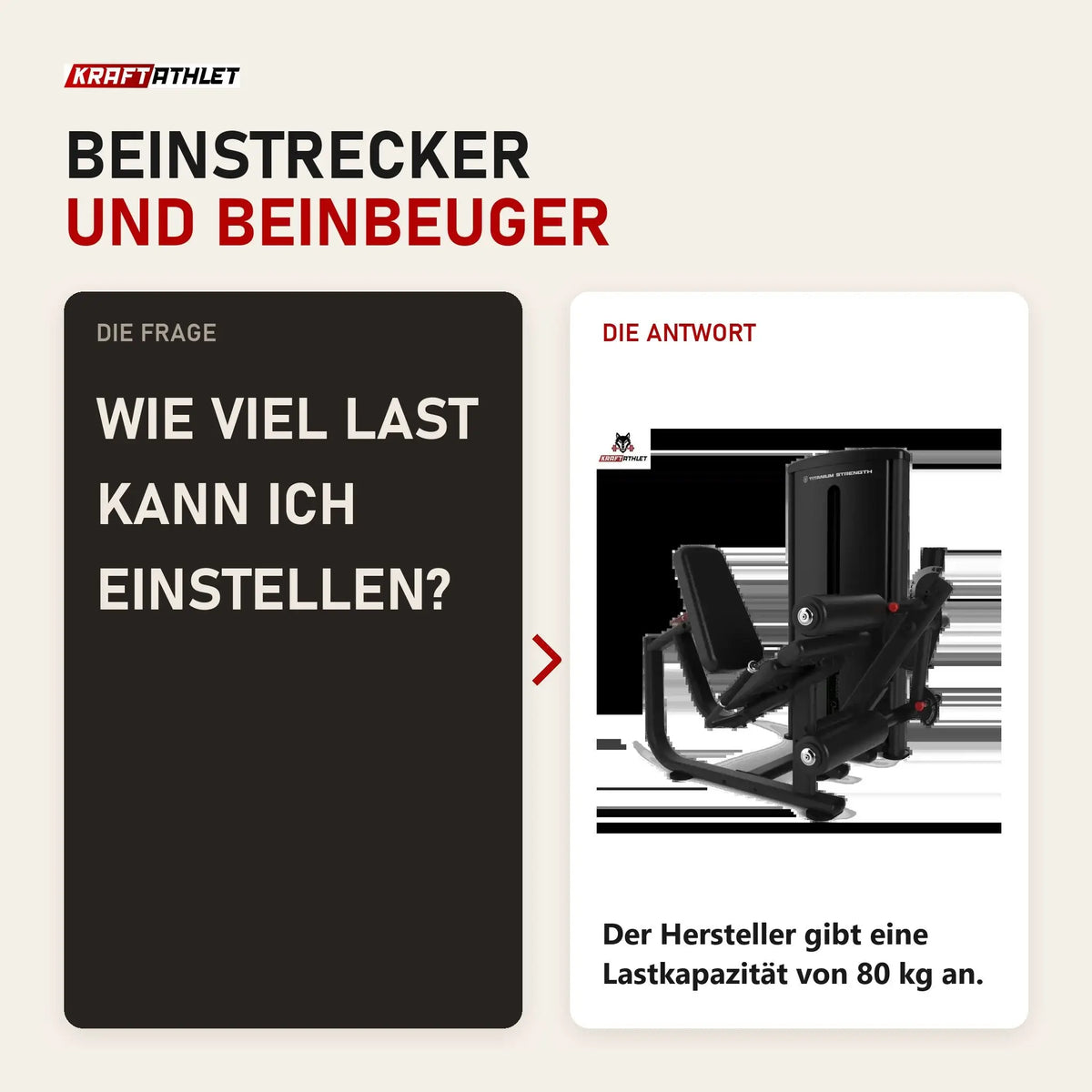 Frage und Antwort zu Titanium Strength TF1 Beinbeuger und Beinstrecker: Wie viel Last kann ich einstellen?