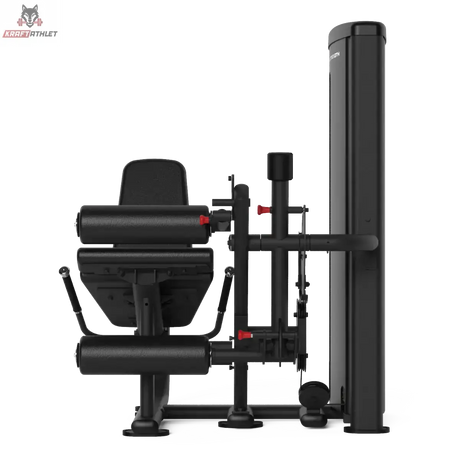 Titanium Strength TF1 Beinbeuger und Beinstrecker in Frontansicht mit Sitzpolster und beiden Beinrollen