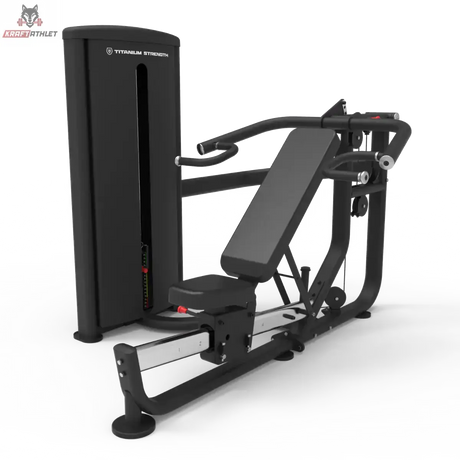 Titanium Strength TF5 Multipress in Seitenansicht mit verstellbarer Rückenlehne und Pressarmen, schwarz