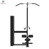 Titanium Strength TF6 Lat Pulldown & Row in Frontansicht mit breiter Latzugstange über dem Sitz, schwarz