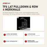 Titanium Strength TF6 Lat Pulldown & Row mit 4 Merkmalen: Latzug und Rudern, Latzugstange, 80 kg Lastkapazität, Beinpolster höhenverstellbar