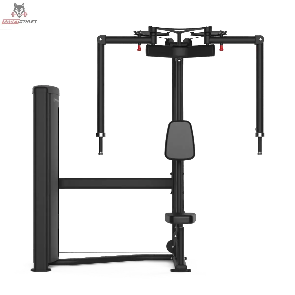 Titanium Strength TF7 Pec Fly und Rear Delt in Frontansicht mit Rückenpolster und beiden Griffarmen, schwarz